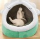 Pet Bed House with Cat Ears, Size L, Green