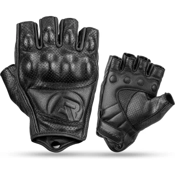 Rockbros 16220006002 M Faux Leather Motorcycle Gloves, Black