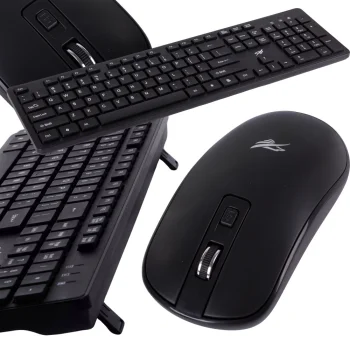 Wireless keyboard with numeric keypad and mouse, USB, silent, black