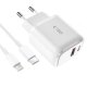 Tech-Protect C20W USB-C PD 20W / USB-A QC 3.0 Charger with USB-C / Lightning Cable - White