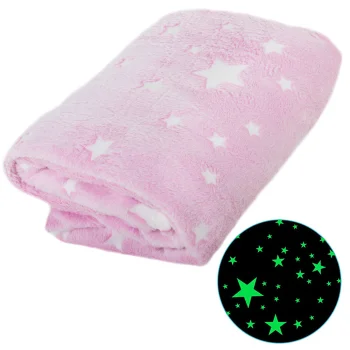 Soft Glow in the Dark Throw Blanket for Bed 150x200 cm, Pink