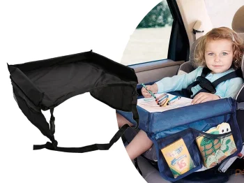 Waterproof Travel Tray for Car Seat, Black