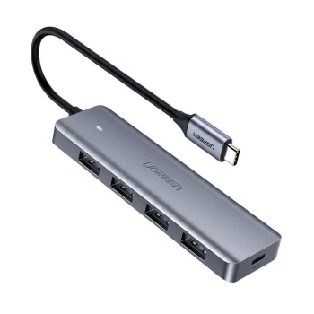 Ugreen USB-C Hub - 4x USB 3.2 Gen 1 with USB-C Power Port, Gray