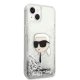 Karl Lagerfeld iPhone 14 Plus Case Liquid Glitter Karl Head Silver