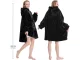 Oversized Warm Hoodie Sweatshirt Blanket with Pocket for Men and Women, Black