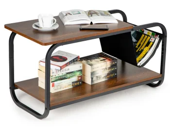 ModernHome 2-Tier Loft Style Coffee Table with Magazine Rack