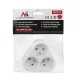 Maclean MCE214 3-Way Socket Adapter with Grounding, 16A, White