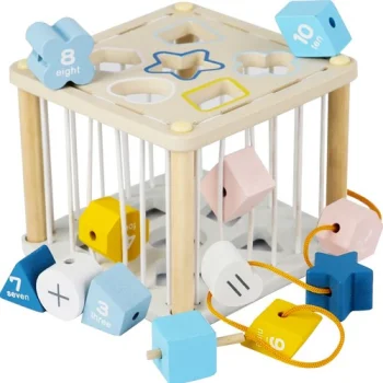 Wooden Shape Sorter Sensory Cube for Toddlers 22885