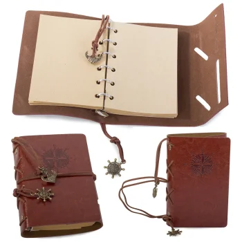 Retro Vintage Traveler's Notebook Journal with Replaceable Pages 10 x 15 cm, Brown