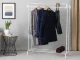 Metal Standing Clothes Rack with Shoe Shelf, White