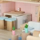 Dollhouse in a Suitcase with Wooden Furniture, 25 pcs, Pink
