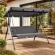 3-Seater Garden Swing Freestanding Steel MultiGarden, Grey