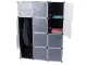 Modular Wardrobe Closet Organizer with 9 Shelves and Hanging Rail, Black