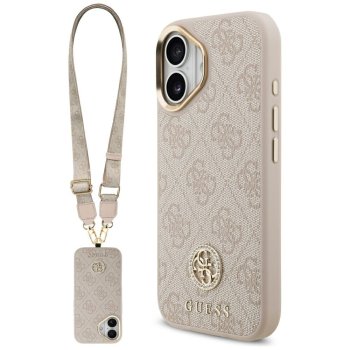 Guess 4G Strass Logo & Big Strap Metal Buttons MagSafe Phone Case Cover iPhone 17 - Pink