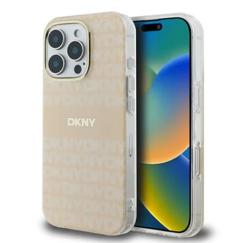 DKNY iPhone 16 Pro Max Case Repeat Texture Pattern With Stripe - Pink
