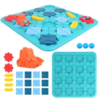 Route Building Logic Puzzle Game with Vehicle and Balls 38 x 38 cm