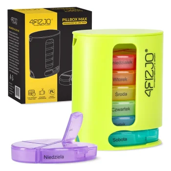 4Fizjo MAX Weekly Pill Organizer with 4 Daily Compartments, Multicolor