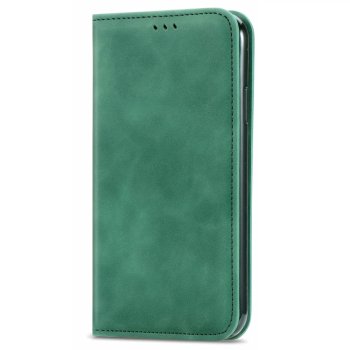 Google Pixel 6a Vintage Leather Skin-Touch Magnetic Case Book Cover, Green