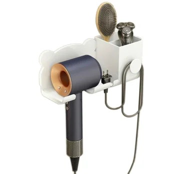Wall Mounted Hair Dryer Holder with Shelf DA233A, White