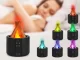 USB Air Humidifier and Aroma Diffuser with RGB LED Flame Effect, Black