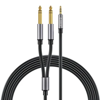 Orico AX2N garso laidas 3.5 mm mini jack į 2x 6.5 mm jack, 1 m, juodas