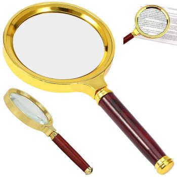 Classic Handheld Magnifying Glass 80mm for Reading and Hobbies, Gold