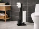 Freestanding Toilet Paper Holder Stand with Brush 3-in-1 Black