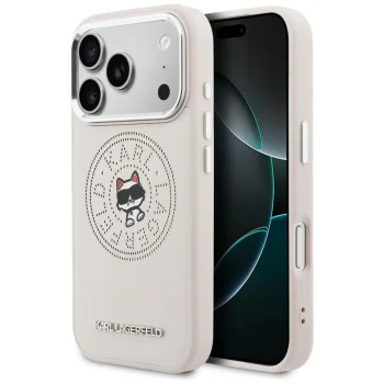 Karl Lagerfeld Point & Choupette Sketch MagSafe Case for iPhone 17 Pro Max, Pink