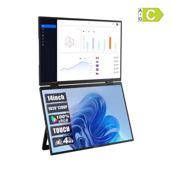 ZEUSLAP Z14W Dual 14" Portable Touchscreen Monitor, 1920x1200 IPS