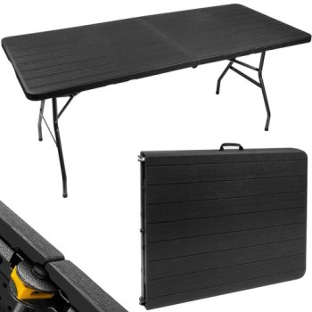 Folding Garden Table 180cm, Black