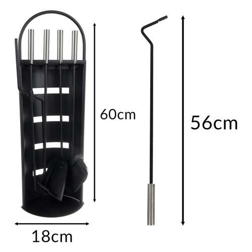 Kaminer 5-Piece Steel Fireplace Tool Set with Stand 25971 (1)
