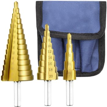 3 Piece Titanium Step Drill Bit Set 4-32mm for Metal