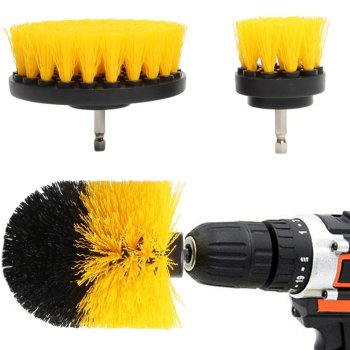 Cleaning brush set for drill and screwdriver, 3 pcs, black/yellow