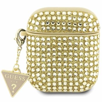 Guess AirPods 1 / 2 Case Rhinestone Triangle Charm, Gold