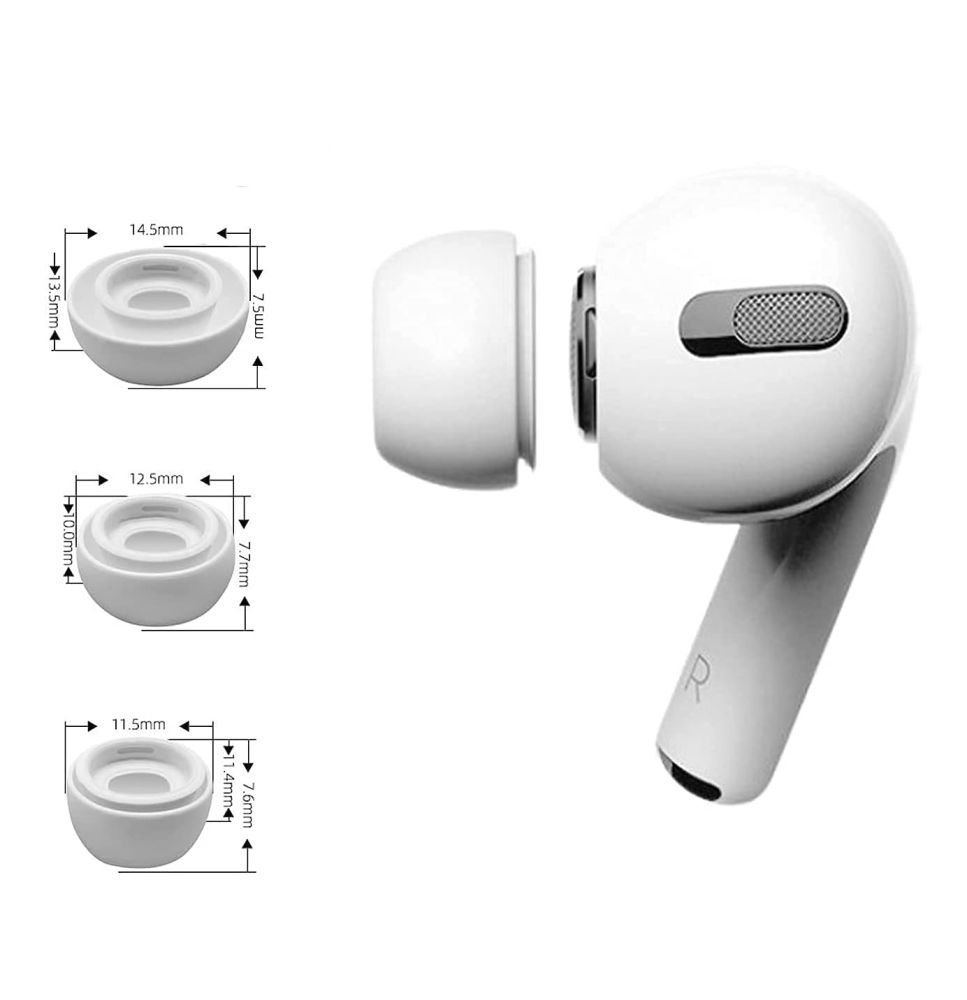 Tech-Protect Ear Tips AirPods Pro 1 / 2 in sizes S / M / L - white (3 pcs.) (1)