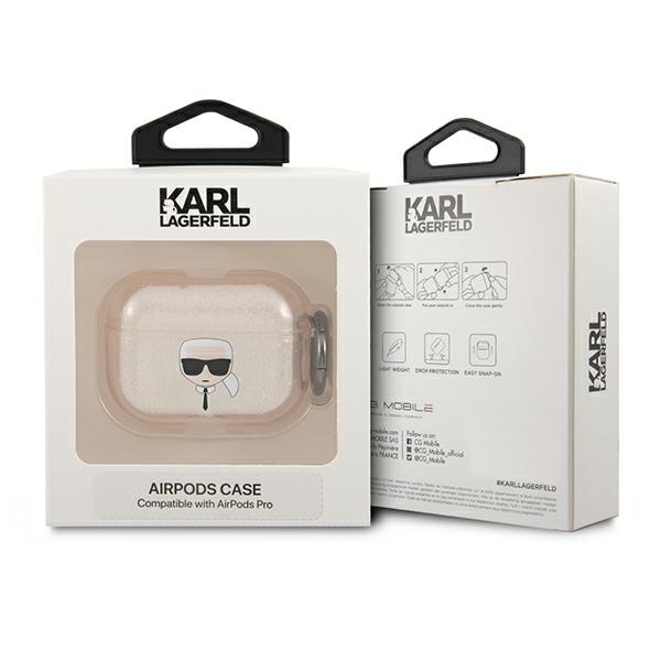 Karl Lagerfeld AirPods Pro Case Glitter Karl's Head, Gold (1)
