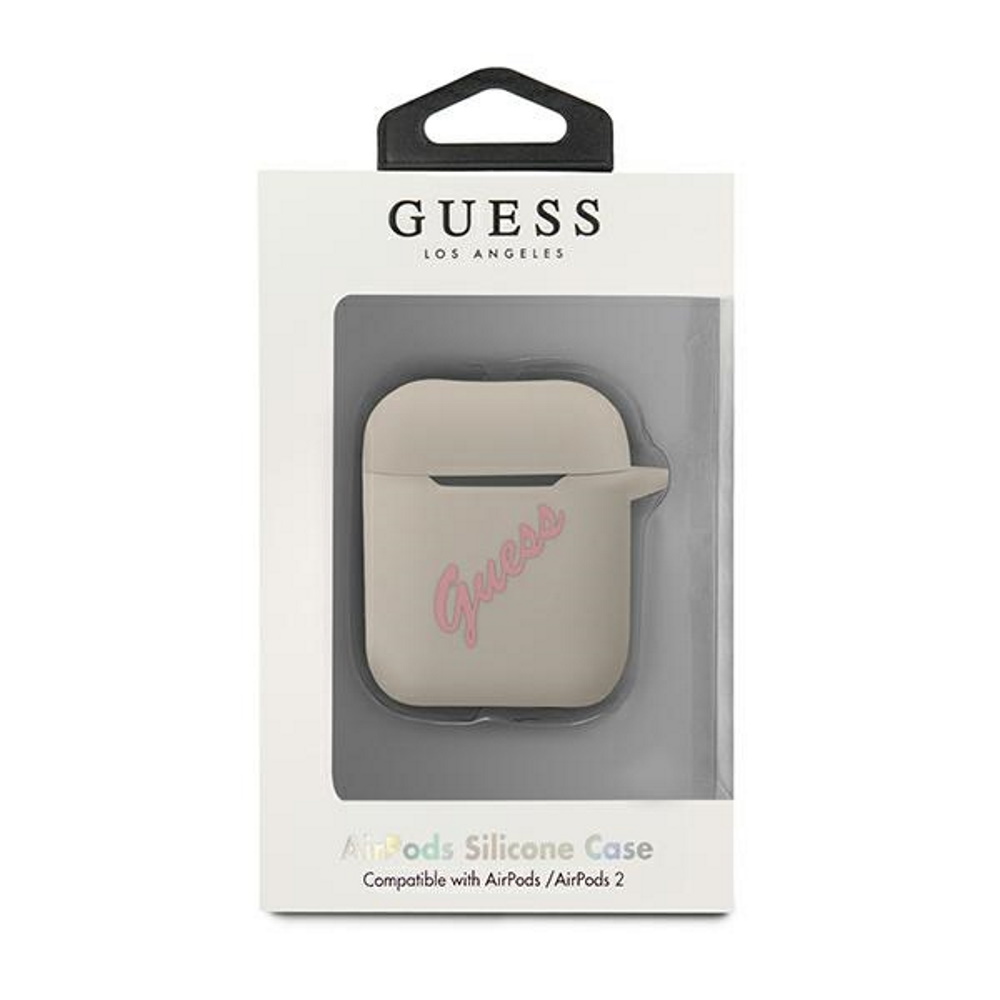 Guess GUACA2LSVSGP AirPods cover gray pink/grey pink Silicone Vintage (1)
