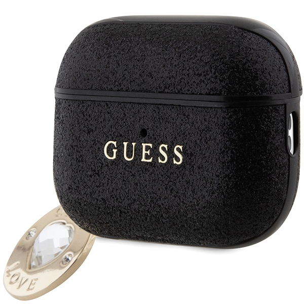 Guess GUAP2PGEHCDK case for AirPods Pro 2 cover - black Fixed Glitter Heart Diamond Charm (1)