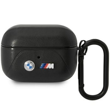 BMW Airpods Pro Case Cover Black Leather Curved Line