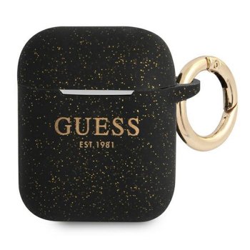 Guess Silicone Glitter AirPods Case Black