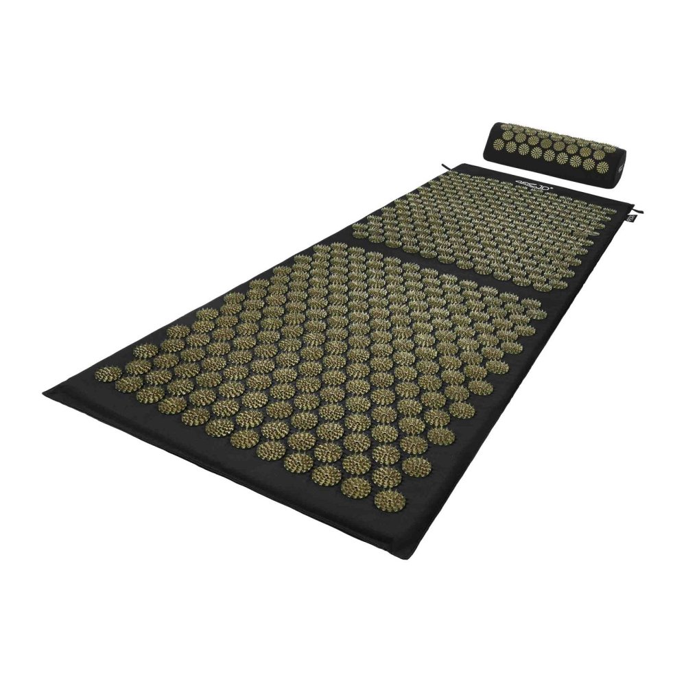4Fizjo Acupressure Acupuncture Massage Mat Set with Pillow, 110x42 cm, Black/Gold (3)