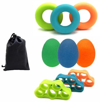 Hand Exercise Bands Set, 9 pcs, with Variable Resistance, Multicolor