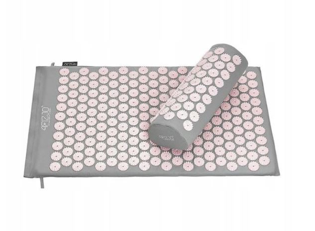 4Fizjo Acupressure Acupuncture Massage Mat Set with Pillow, 68x42 cm, Gray/Pink (0)
