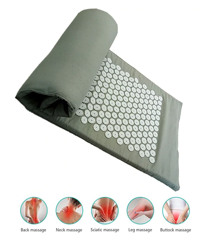 Acupressure Massage Mat + pillow (124 x 48 cm, Grey) (2)