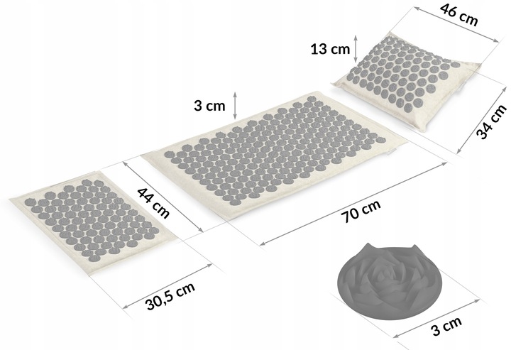 NEO Sport NS-902 Acupressure Acupuncture Massage Mat Set with Pillow, 70x44cm, Gray/Black (0)