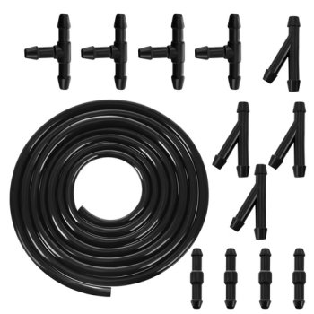 Windshield Washer Hose Repair Kit Xtrobb 2m Tubing Connectors, Black