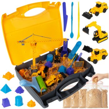 Kinetic Sand Construction Set with Crane and Vehicles in a Case 26766