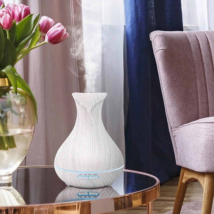 SPA-15 White Wood Electric Ultrasonic Air Humidifier / Diffuser / Aromatherapy, 400 ml (1)