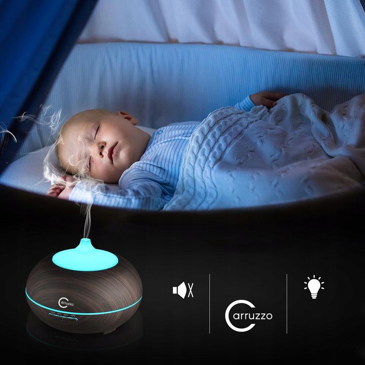 Carruzzo Electric Ultrasonic Air Humidifier Diffuser with Remote Control and Essential Oils for Aromatherapy, 500 ml (1)