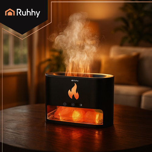 Ruhhy Aroma Diffuser Humidifier with Flame Effect 250ml 26417, Black (2)